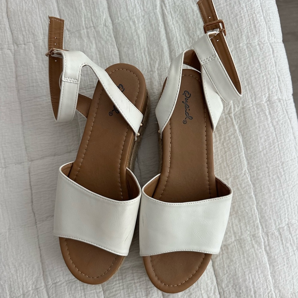 Qupid White Open-Toe Ankle Strap Sandals